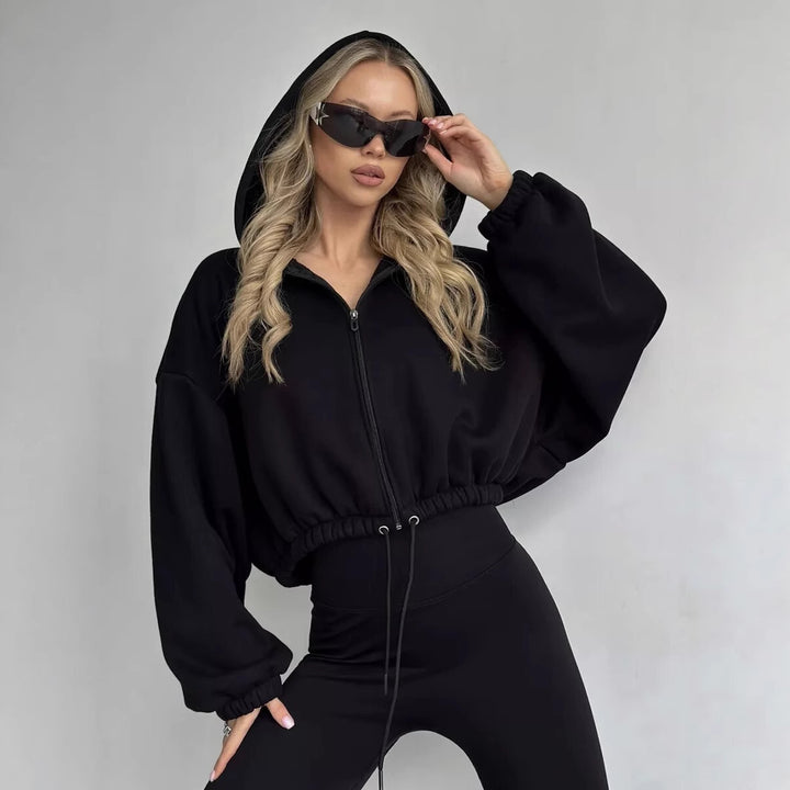 Ladies cropped hoodie with voluminous sleeves Lune London
