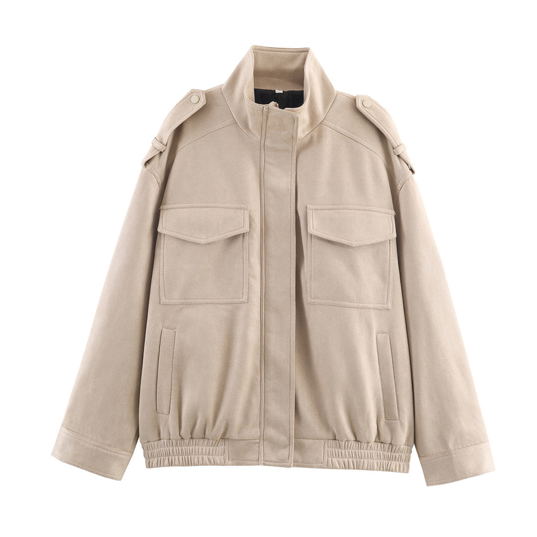 Women’s stylish utility jacket with high collar and practical pockets Lune London