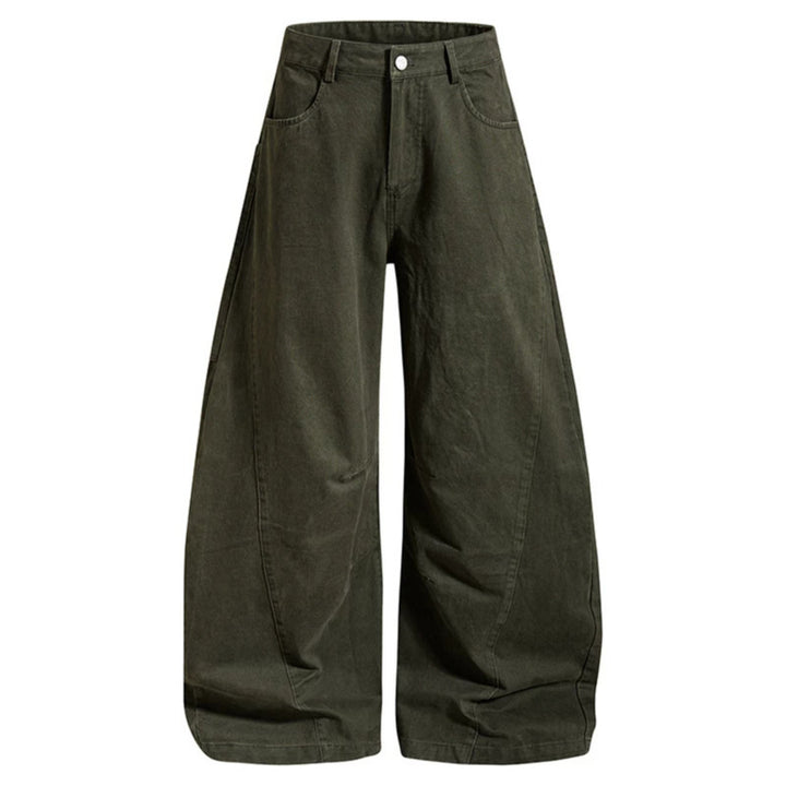 Women's Wide Denim Palazzo Pants with Balloon Hem and Attached Logo Pockets Amarae