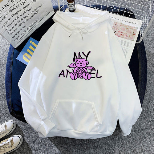 Women's hoodie with cute angel bear design Chic & Stil