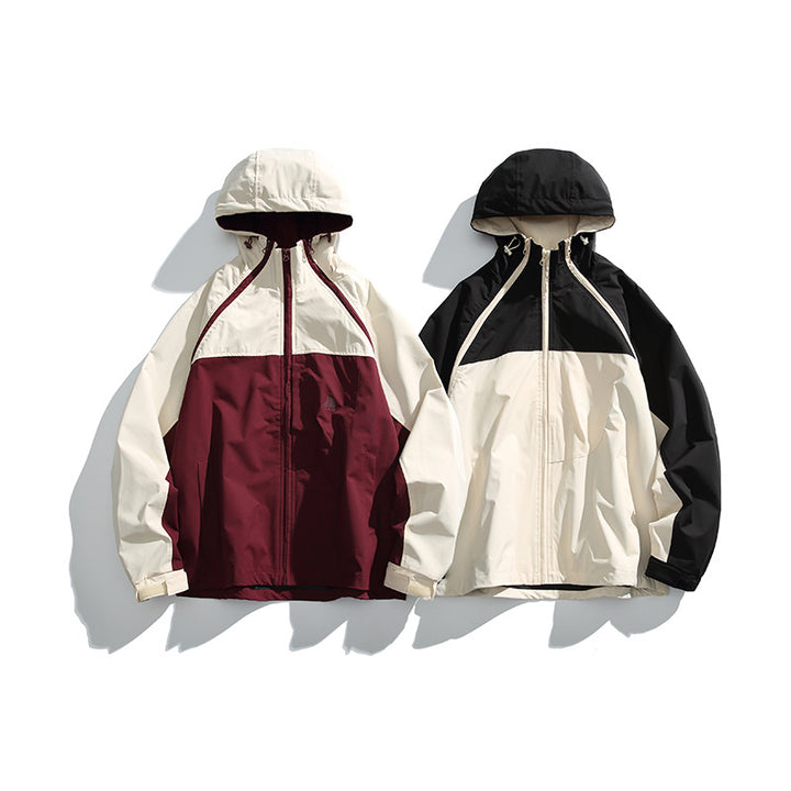 Unisex Lightweight two-tone wind and rain jacket with hood, water-repellent shell and adjustable hem Amarae