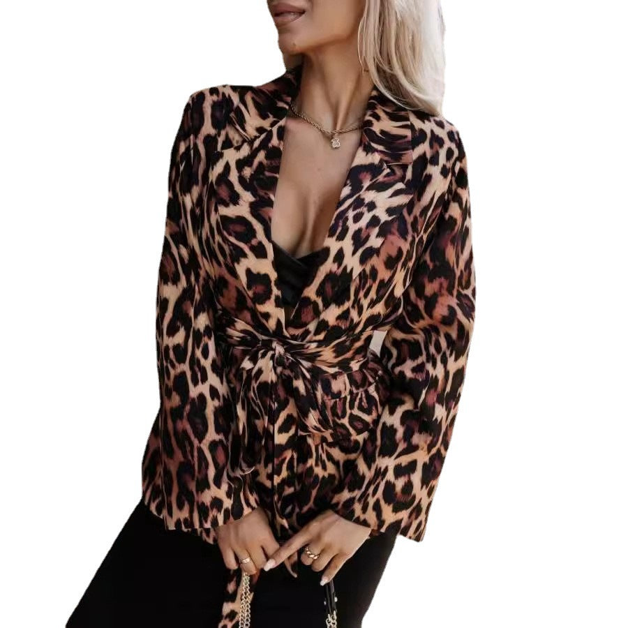 Ladies Comfortable Blazer with Chic Tied Belt and Style