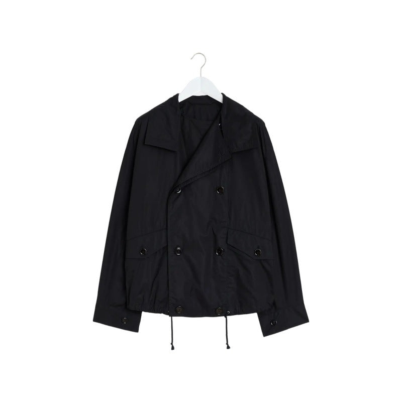 Trendy women's transition jacket with large collar and practical pockets Lune London
