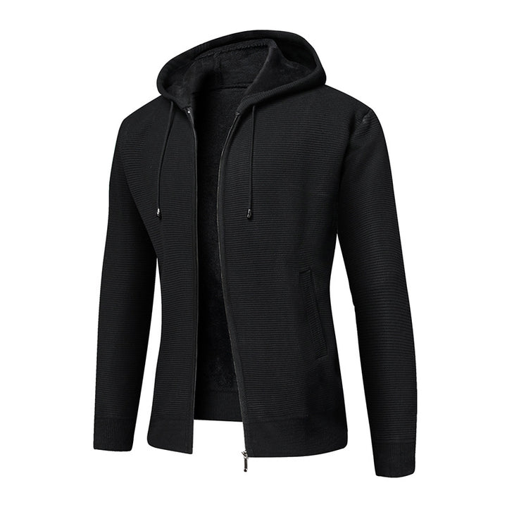 Men's fleece hooded jacket with trendy ribbed design Lune London