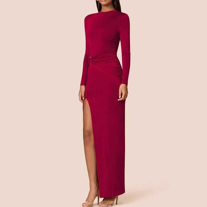 Ladies Elegant Maxi Dress with Bodycon Fit and High Slit Lune London