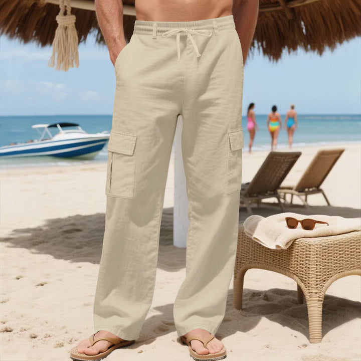 Lightweight and breathable fabric cargo pants for men with versatile pockets Lune London