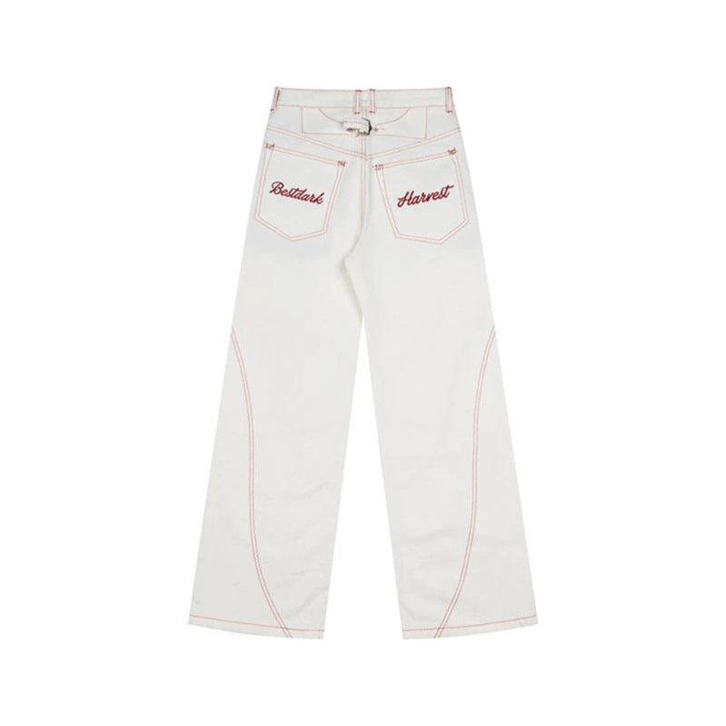 Women's High-Waist Wide-Leg Jeans with contrast pockets and decorative stitching Amarae