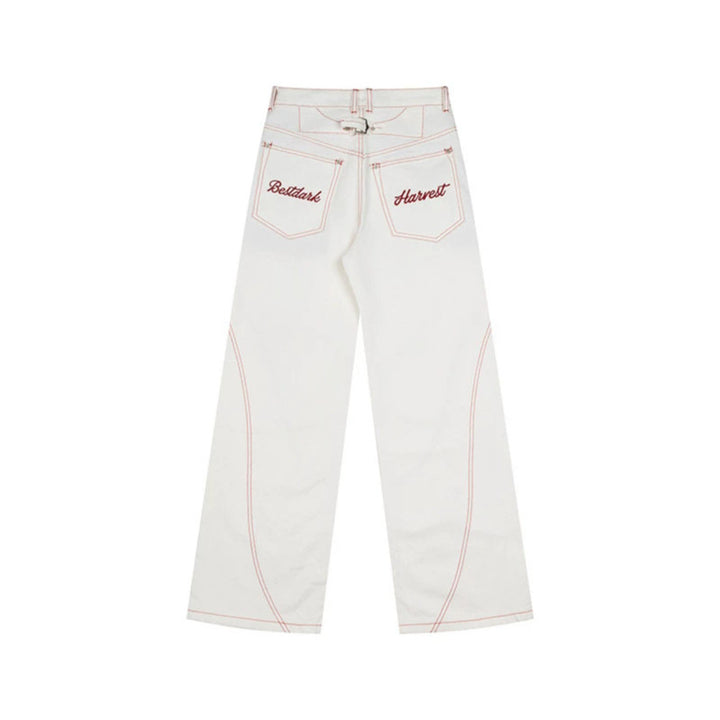Women's High-Waist Wide-Leg Jeans with contrast pockets and decorative stitching Amarae