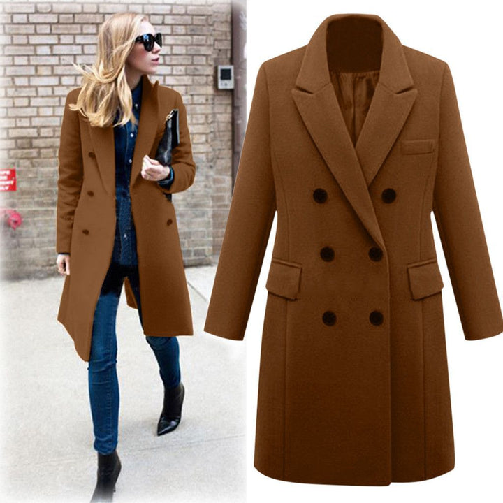 Elegant wool coat for women with double-breasted buttons and pockets Amarae