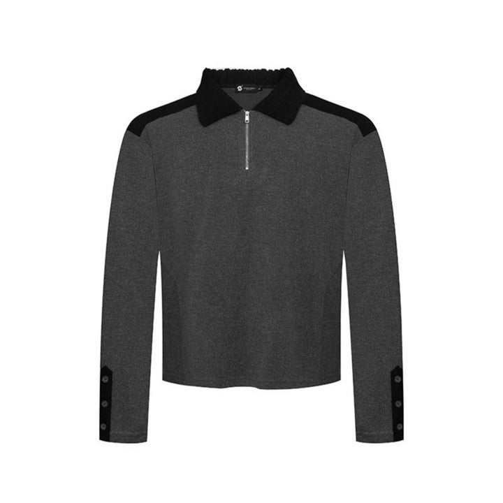Women's Long Sleeve Polo Shirt with Half Zip, Contrast Shoulders and Button Cuffs Amarae