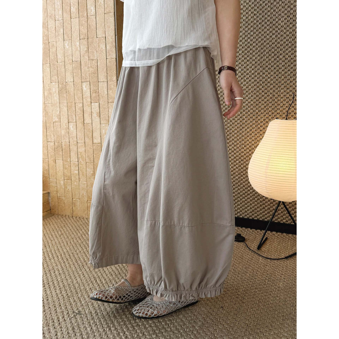 Women Wide Balloon Culotte Pants with Elastic Hem Amarae