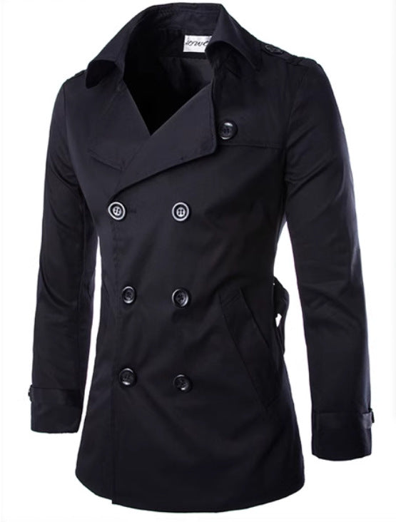 Elegant trench coat for men with double-breasted button closure and side insert pockets Lune London