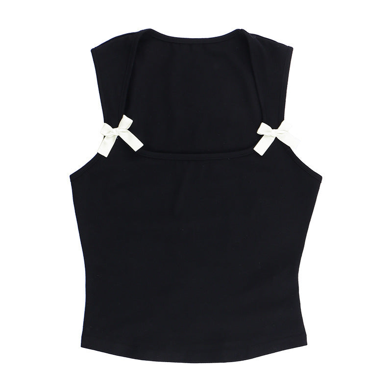Ladies elegant sleeveless top with bow details Lune London