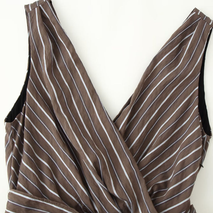 Ladies Sleeveless Wrap Jumpsuit with Wide Leg and Waist Belt Amarae