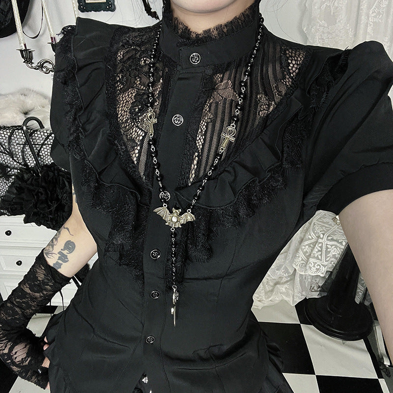Lune London Gothic Lace Ruffled Blouse for Ladies