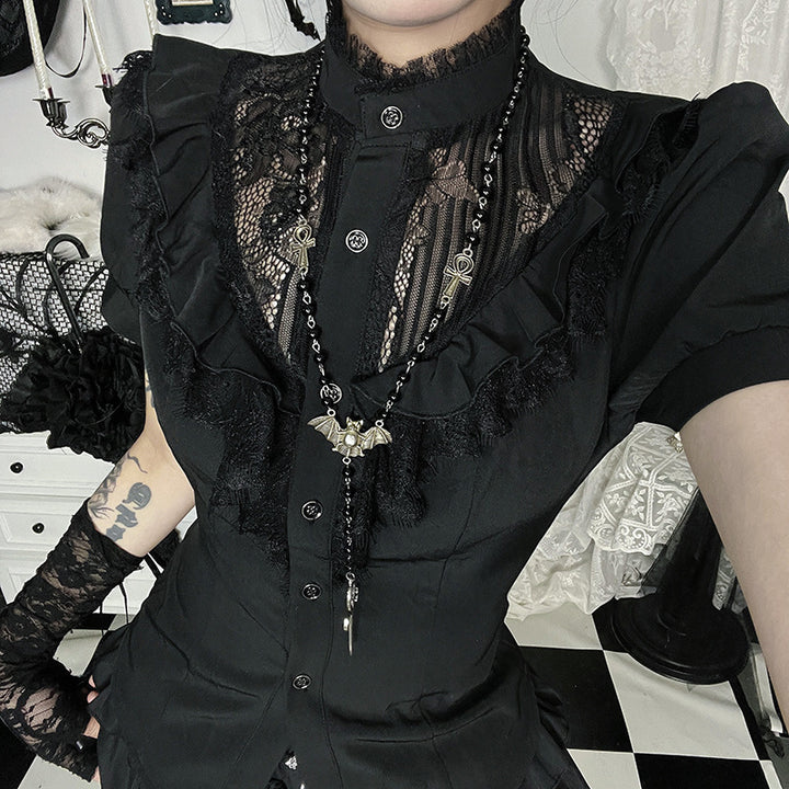 Lune London Gothic Lace Ruffled Blouse for Ladies
