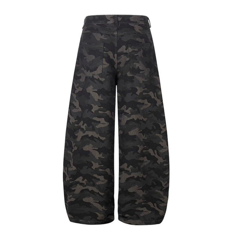 Women's Wide Camouflage Palazzo Pants with High Waist, Belt Loops, and Balloon-Shaped Leg Amarae