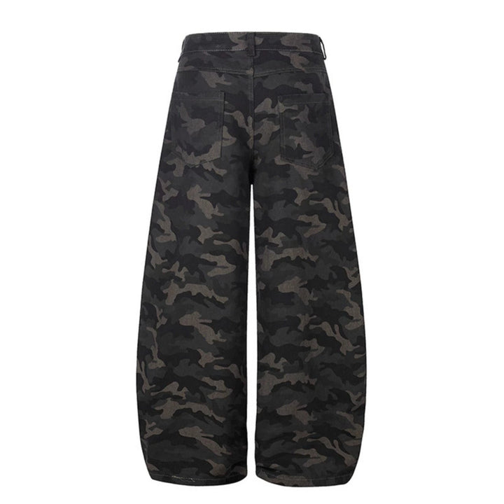 Women's Wide Camouflage Palazzo Pants with High Waist, Belt Loops, and Balloon-Shaped Leg Amarae