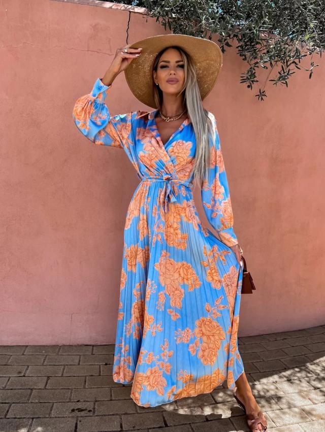 Lune London Women's Floral Print Maxi Wrap Dress