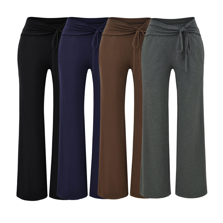 Women's Wide Jersey Lounge Pants with Folded Waistband and Drawstring Amarae