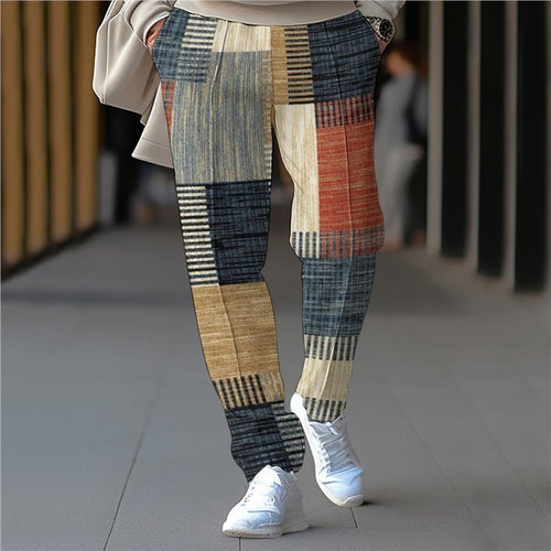 Trendy carrot pants for men with graphic patchwork pattern Amarae