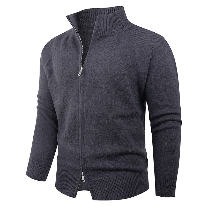 High-quality knit jacket for men with modern zip and stand-up collar Lune London