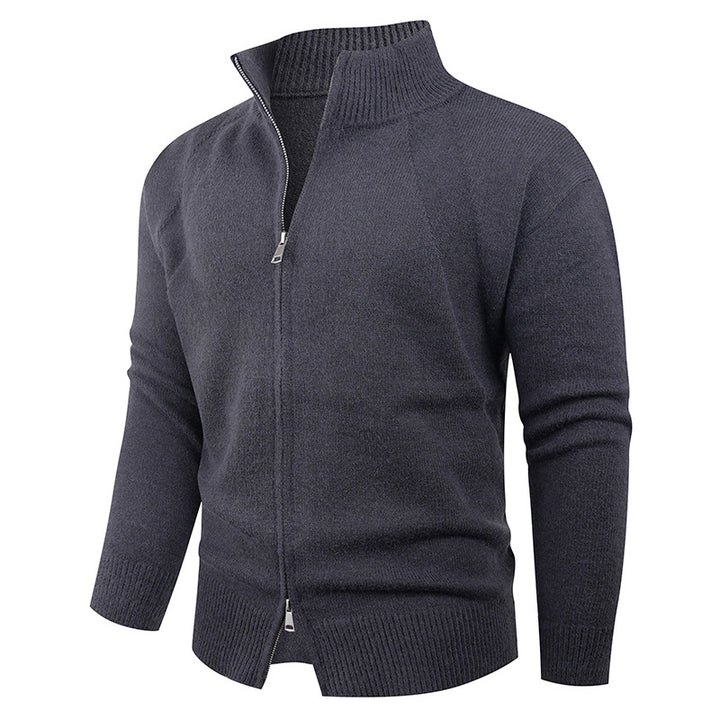 High-quality knit jacket for men with modern zip and stand-up collar Lune London