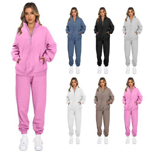 Amarae Women's Sports Leisure Set with High Collar and Practical Pockets
