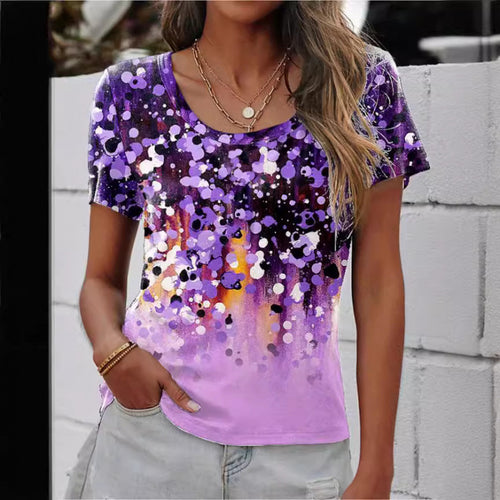 Ladies short sleeve T-shirt with artistic pattern Amarae