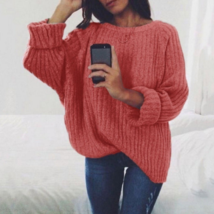 Oversized knit sweater for women with textured ribbed pattern and relaxed fit Lune London