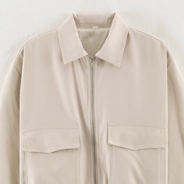 Women's Cropped Utility Jacket with Elastic Waistband and Applied Flap Pockets Amarae