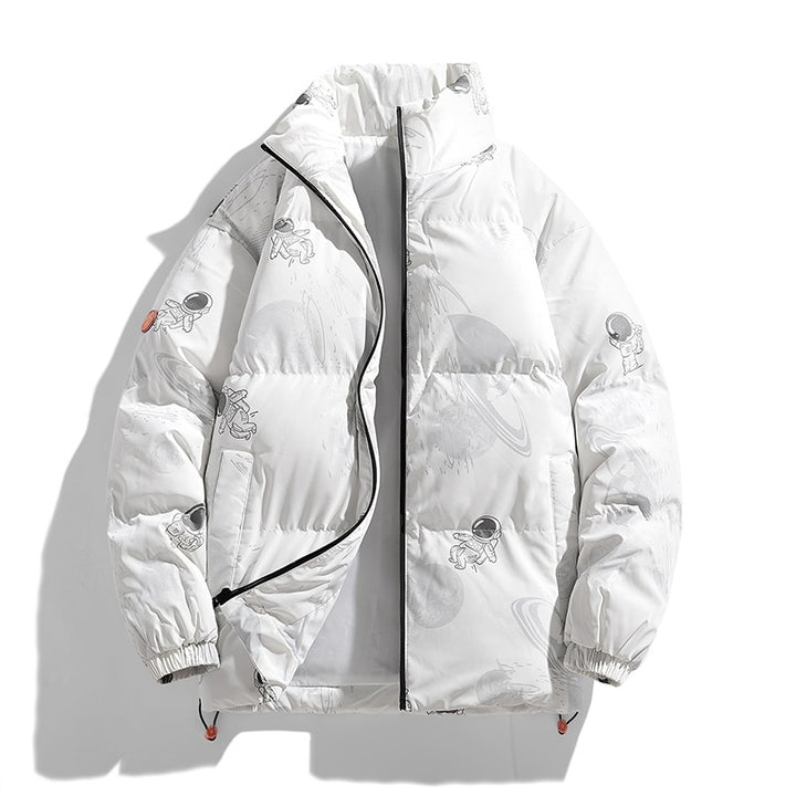 Ladies futuristic quilted jacket with astronaut patterns Amarae
