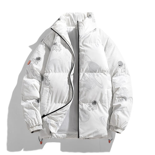 Ladies futuristic quilted jacket with astronaut patterns Amarae