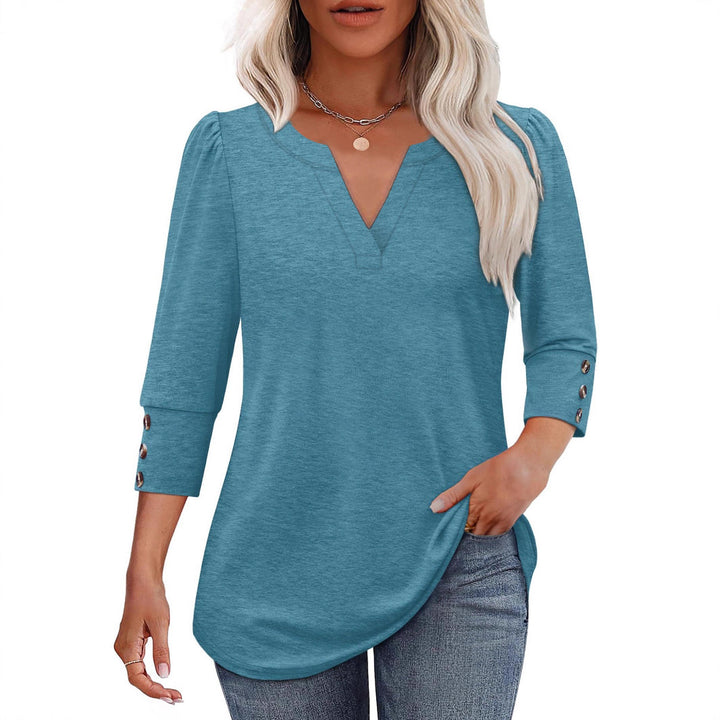 V-neck blouse for women with decorative button details Amarae