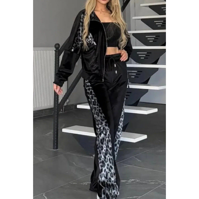 Women’s tracksuit with leopard appliqués Lune London