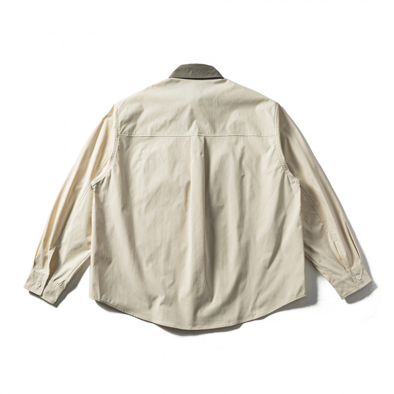 Men's oversized shirt in relaxed fit with contrast collar and patch chest pocket Amarae