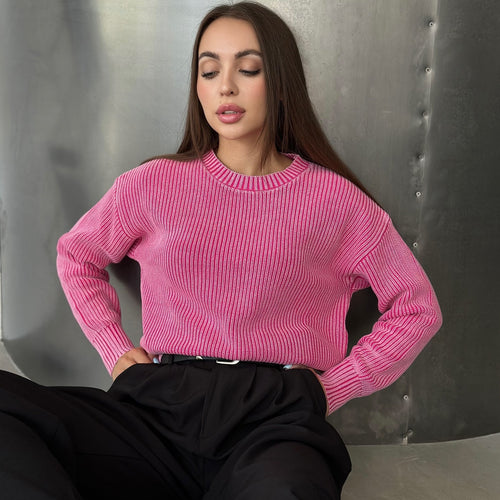 Chunky knit sweater for women with trendy rib pattern Amarae