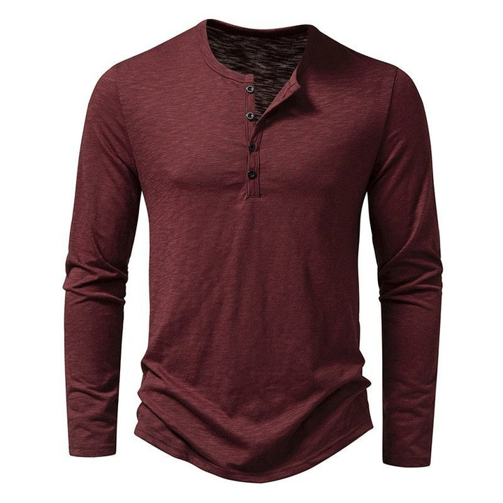 Long sleeve T-shirt for men with a fashionable Henley collar and a comfortable fit Lune London