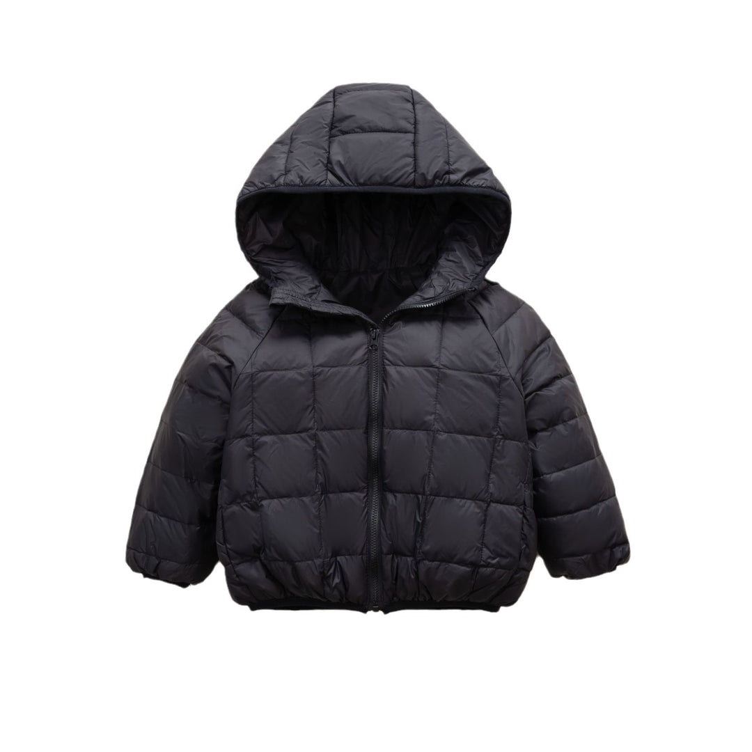 Ladies warm down jacket with hood and cross-quilted design Lune London