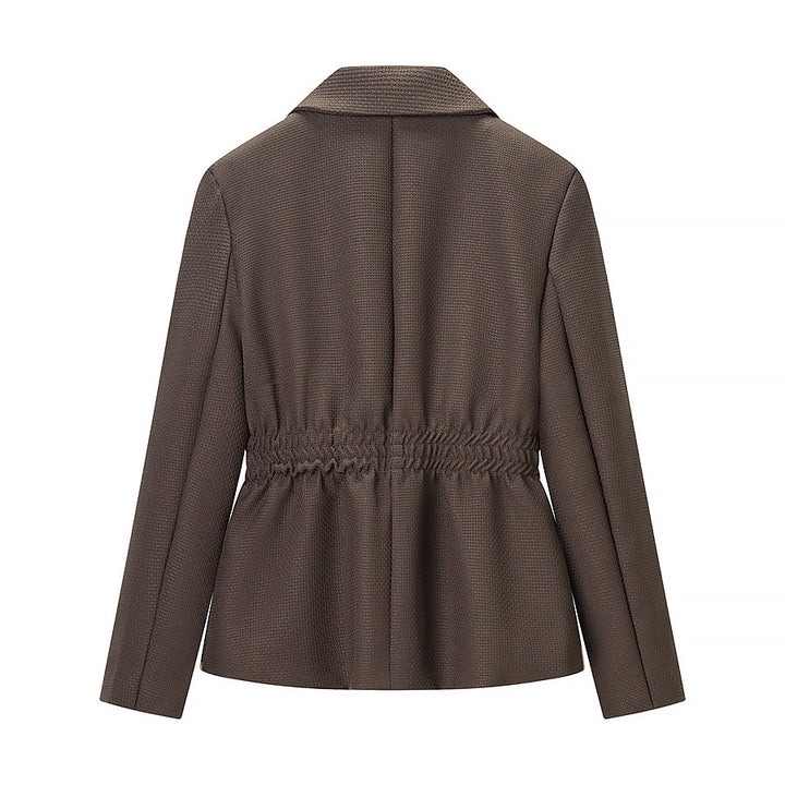 Women Tailored Structured Single-Button Blazer with Gathered Waist and Light Padding Amarae