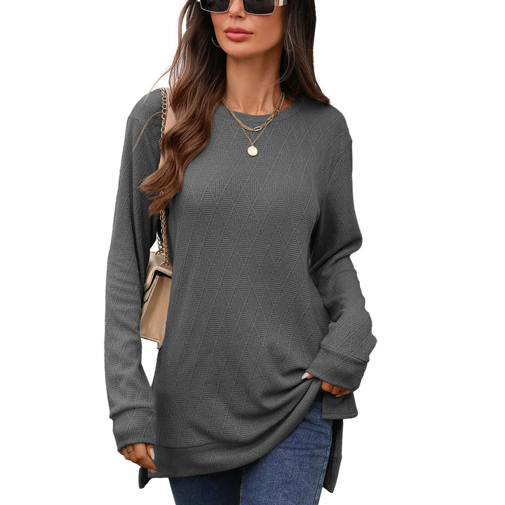 Long sleeve shirt for women with textured pattern and side slits Lune London