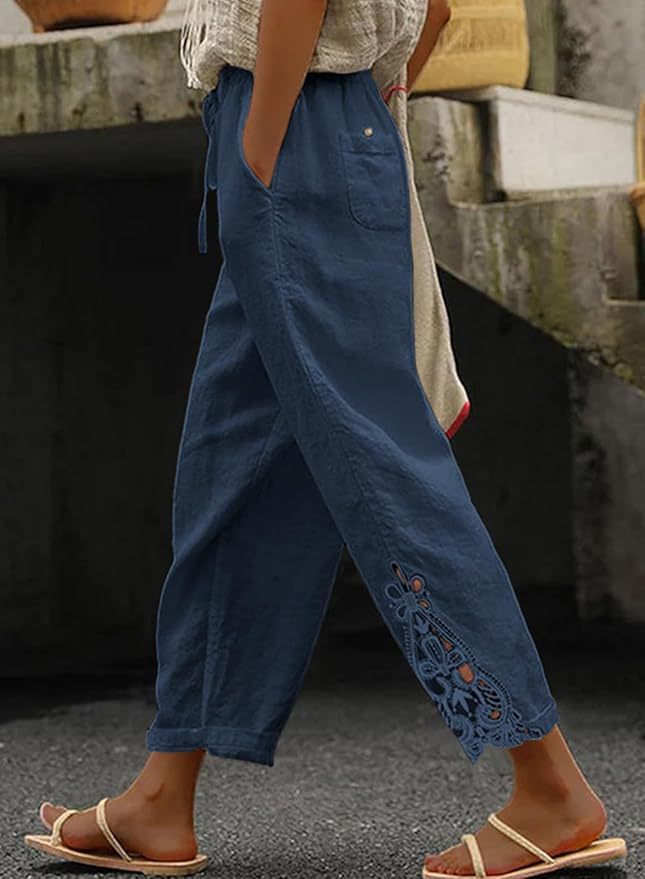 Leisure pants for women with elaborate embroidery Lune London