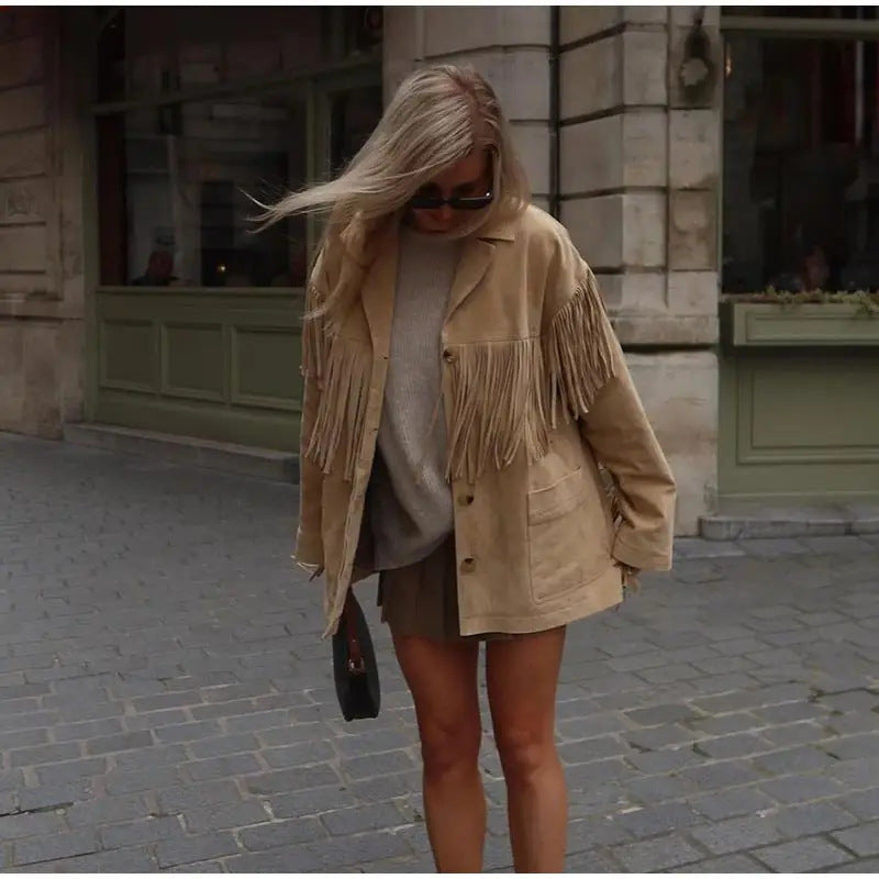 Fringed suede jacket for women Lune London