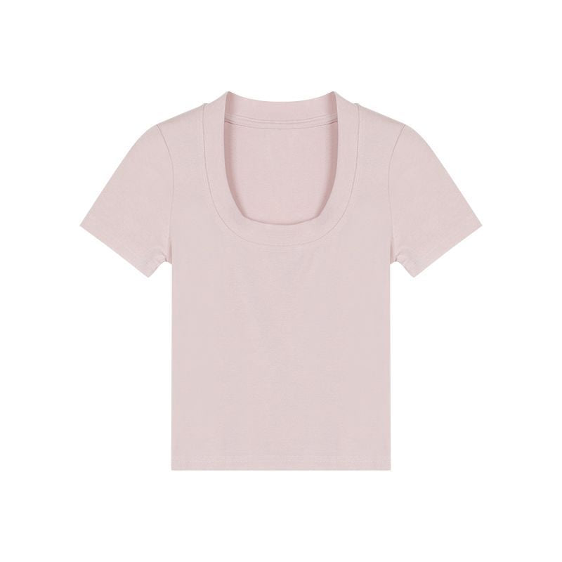 Women Cropped T-Shirt with elegant round neck and fitted cut Lune London