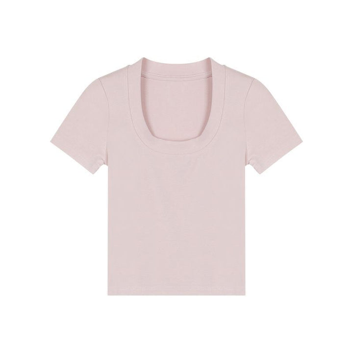 Women Cropped T-Shirt with elegant round neck and fitted cut Lune London