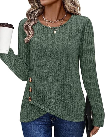 Dames haut tendance et décontracté avec détails de bouton Chic & Stil
