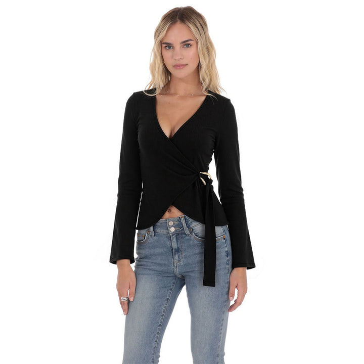 Chemisier Femme à Enveloppe avec Manches Longues et Détails Ruffles Élégants Chic & Stil