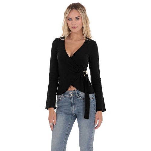 Chemisier Femme à Enveloppe avec Manches Longues et Détails Ruffles Élégants Chic & Stil
