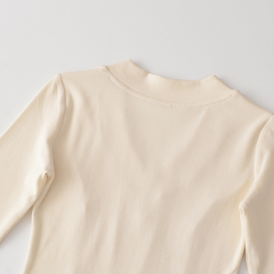 Women's Ribbed Long Sleeve Shirt with V-Neck and Tailored Fit Amarae