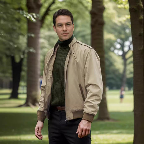 Lightweight transition jacket for men with high collar and side pockets Amarae